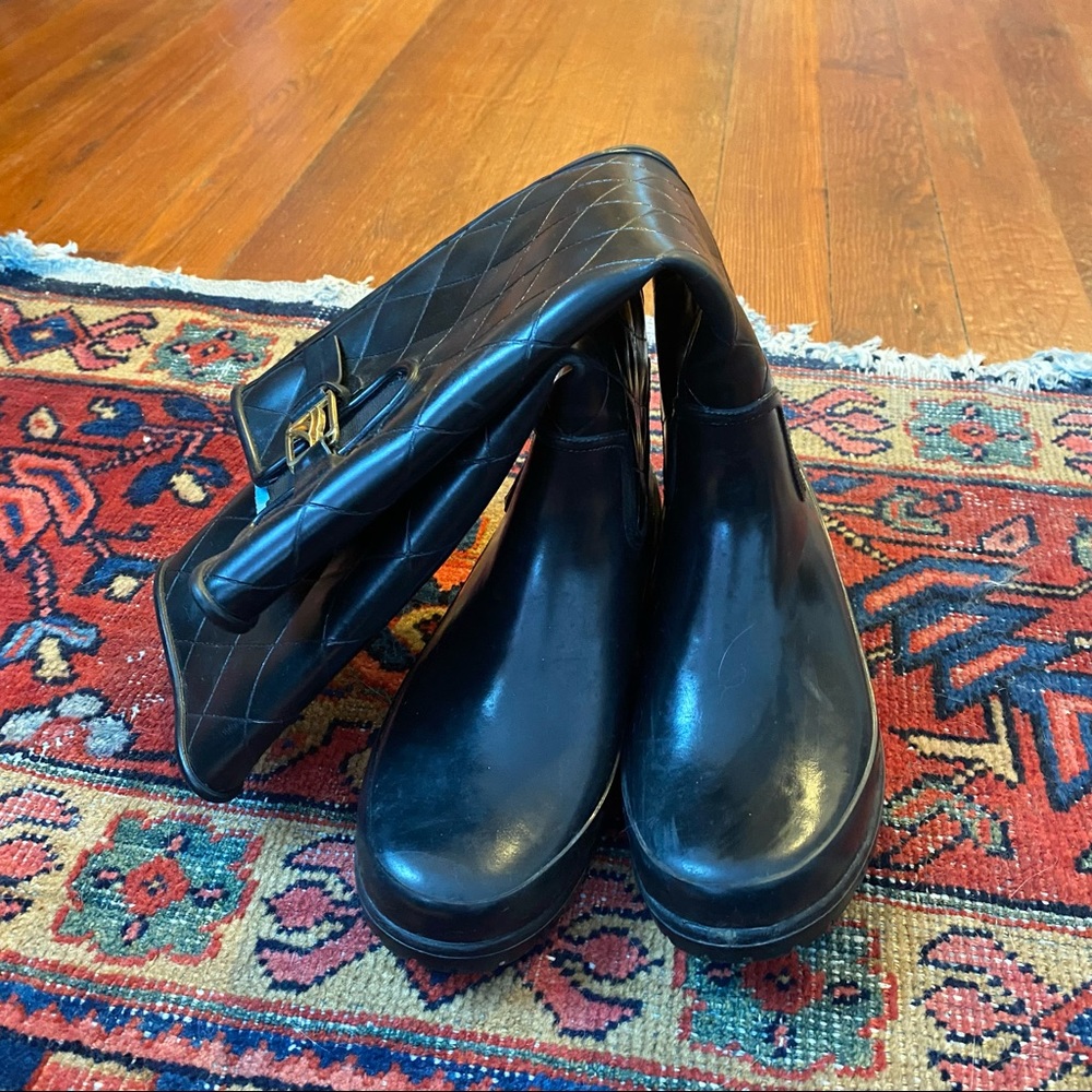 Black rain boots